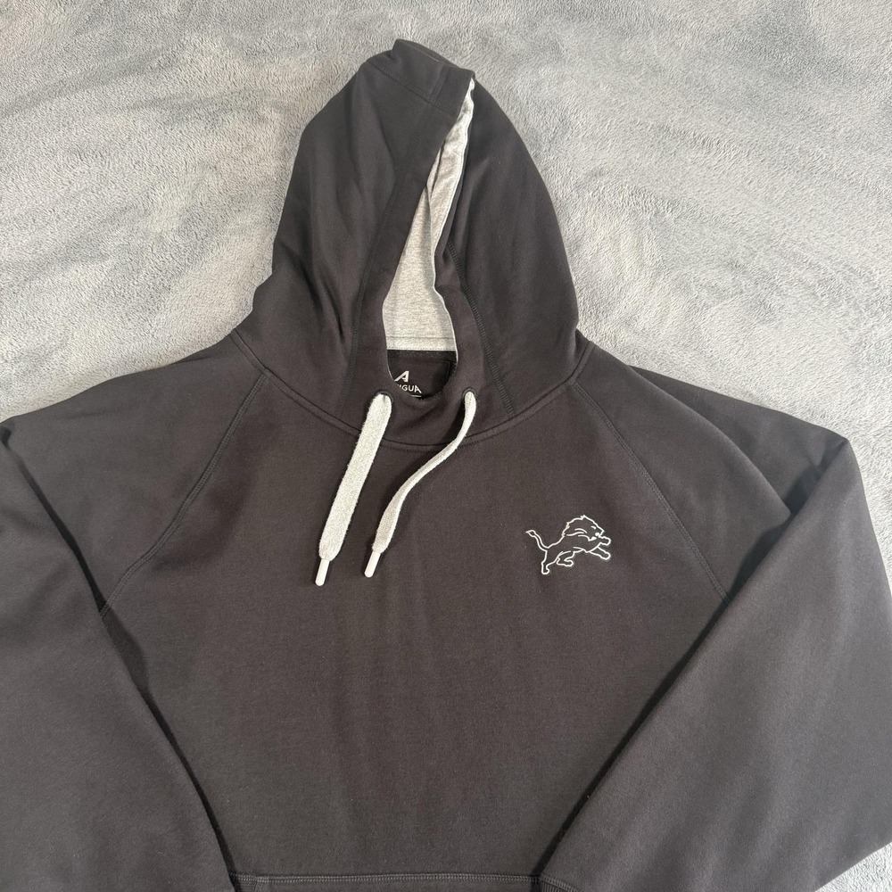 Detroit Lions Hoodie Mens Large Black NFL Football Antigua Logo Sweatshirt - Picture 2 of 12